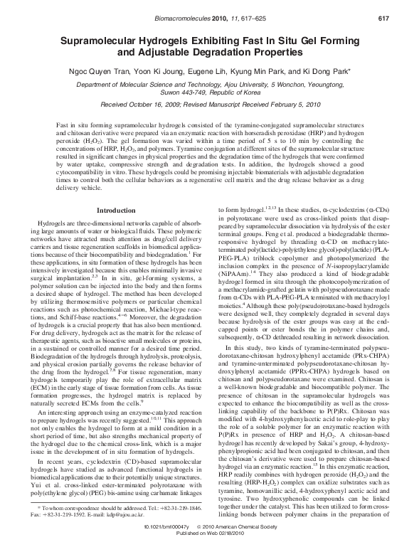 (PDF) Supramolecular Hydrogels Exhibiting Fast In Situ Gel Forming and ...