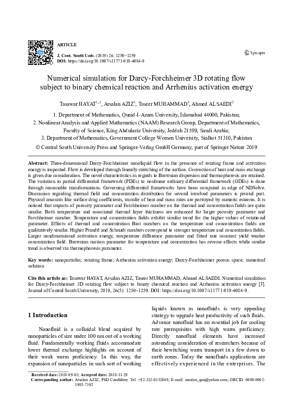 (PDF) Numerical simulation for Darcy-Forchheimer 3D rotating flow ...