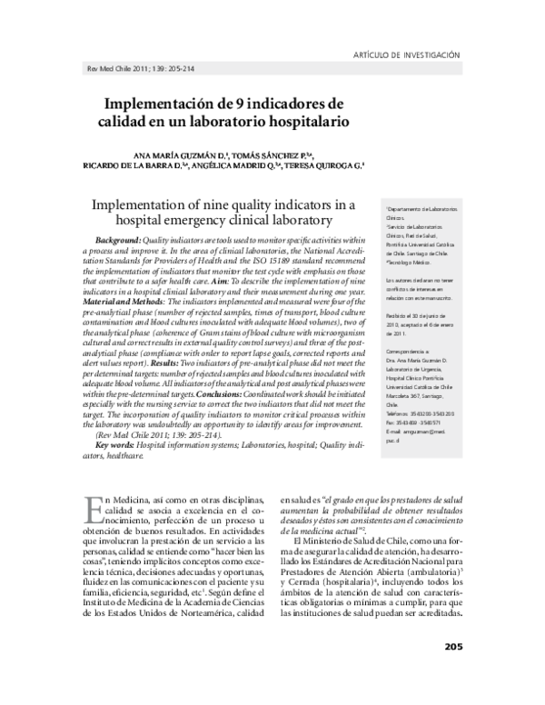 (PDF) [Implementation of nine quality indicators in a hospital ...