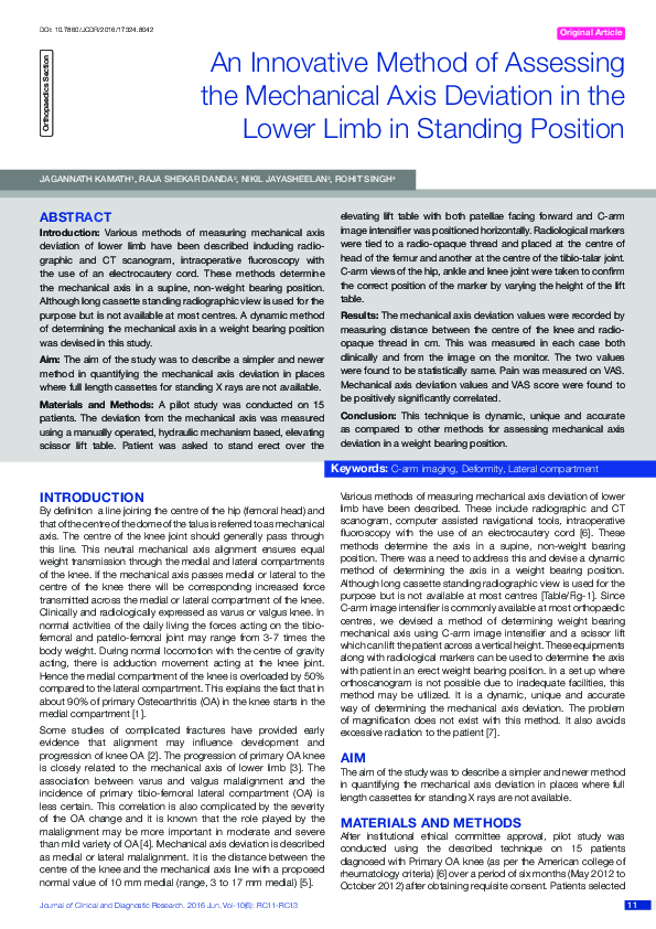 (PDF) An Innovative Method of Assessing the Mechanical Axis Deviation ...