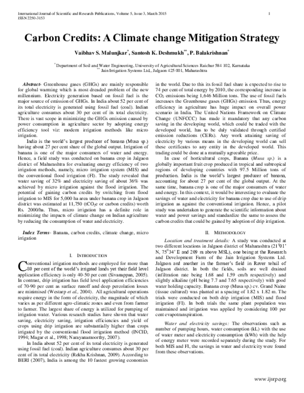 (PDF) Carbon Credits: A Climate change Mitigation Strategy