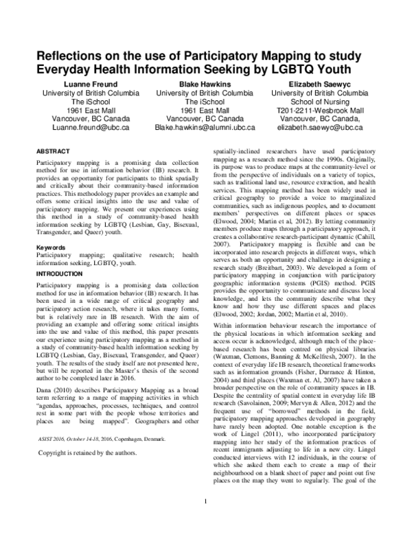 (PDF) Reflections on the use of participatory mapping to study everyday ...