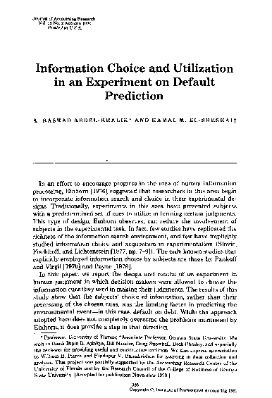 (PDF) Information Choice and Utilization in an Experiment on Default ...