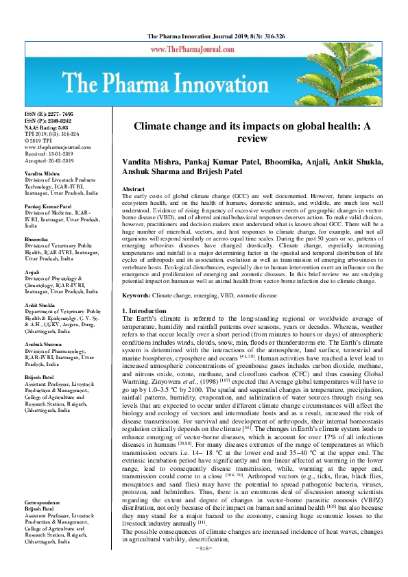 (PDF) Climate change and its impacts on global health: A review