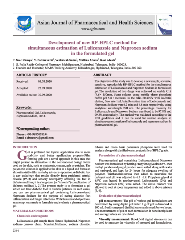 (PDF) Development of New RP-HPLC Method for Simultaneous Estimation of ...