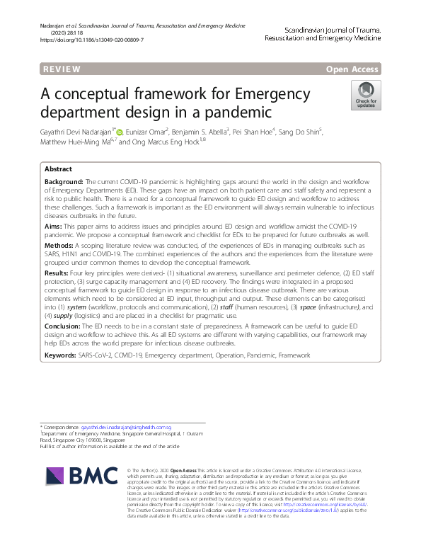 (PDF) A conceptual framework for Emergency department design in a pandemic