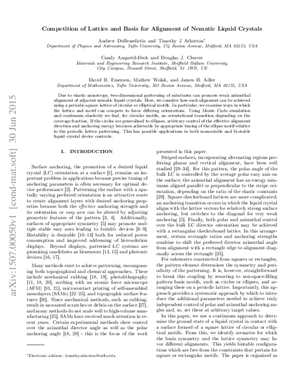 (PDF) Competition of lattice and basis for alignment of nematic liquid ...
