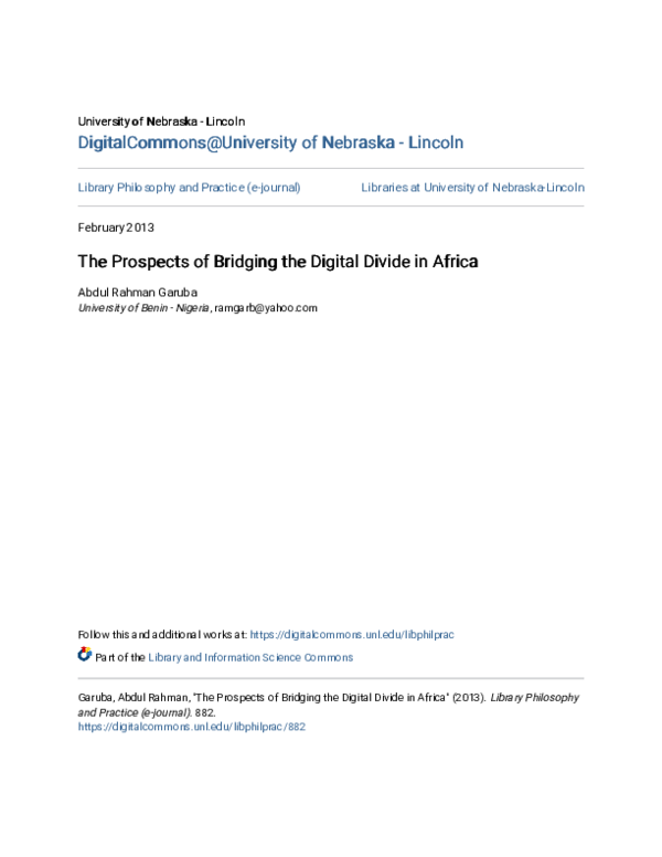 (PDF) The Prospects of Bridging the Digital Divide in Africa