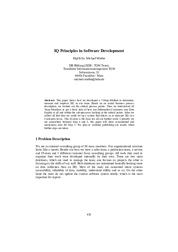 (PDF) IQ Principles in Software Development