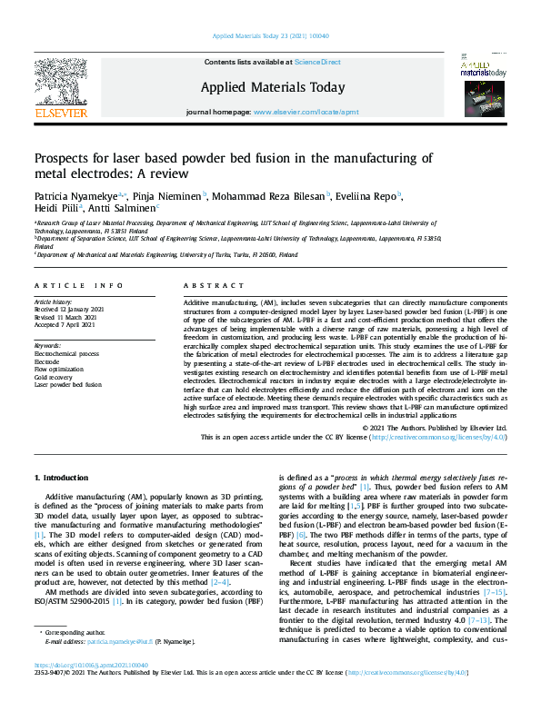 (PDF) Prospects for laser based powder bed fusion in the manufacturing ...