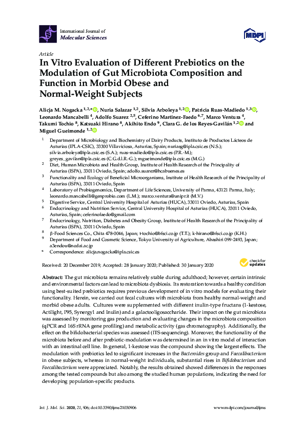 (PDF) In Vitro Evaluation of Different Prebiotics on the Modulation of ...