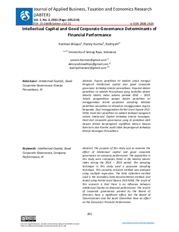 (PDF) Intellectual Capital and Good Corporate Governance Determinants ...