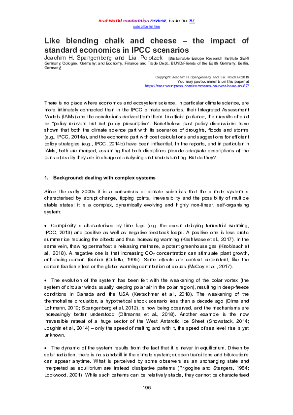 (PDF) Like blending chalk and cheese the impact of standard economics