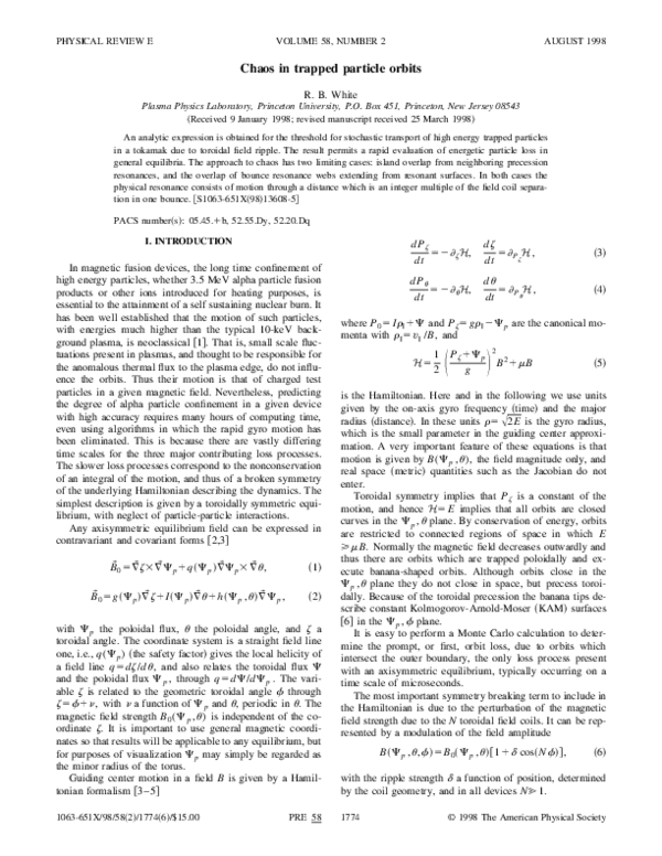 (PDF) Chaos in trapped particle orbits