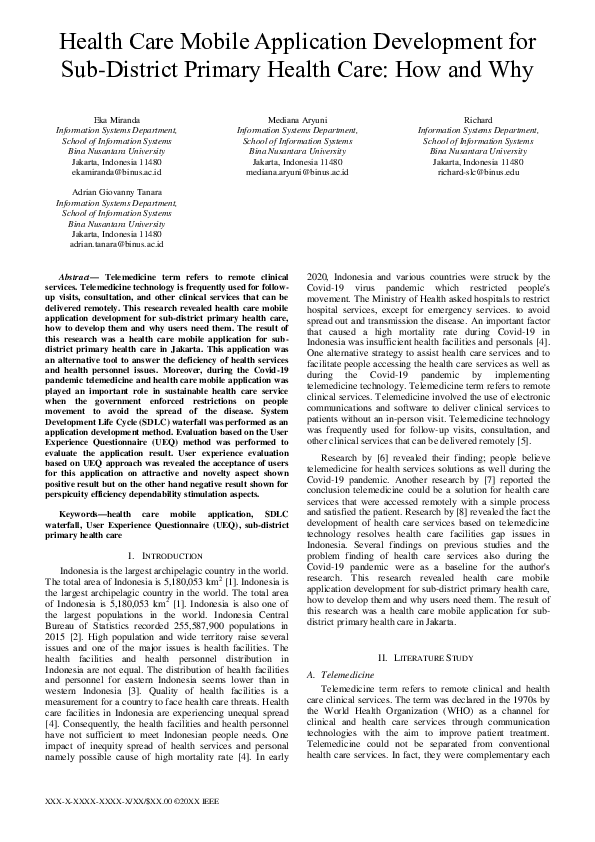 (PDF) Health Care Mobile Application Development for Sub-District ...