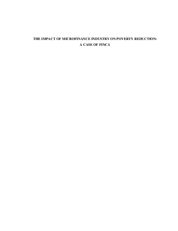 (PDF) The impact of Microfinance industry on poverty reduction: A case ...