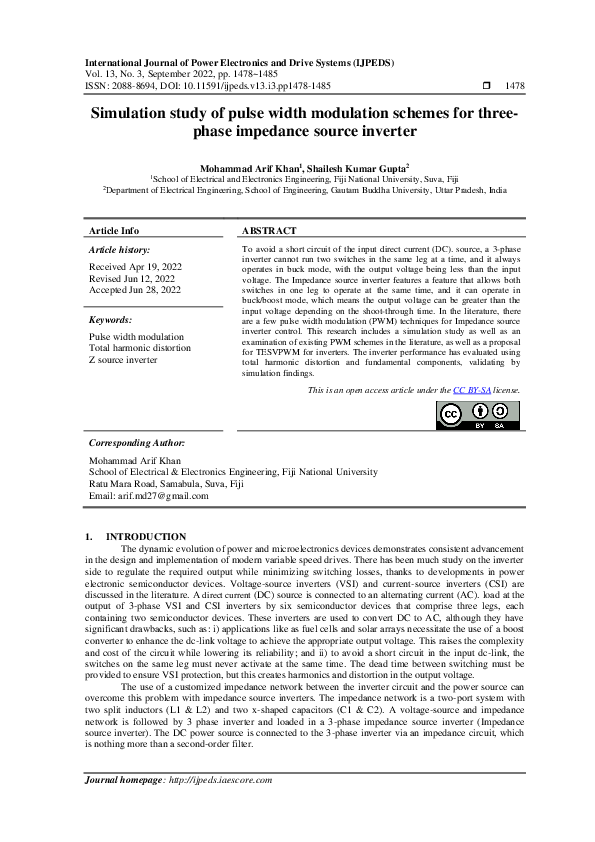 (PDF) Simulation study of pulse width modulation schemes for threephase ...