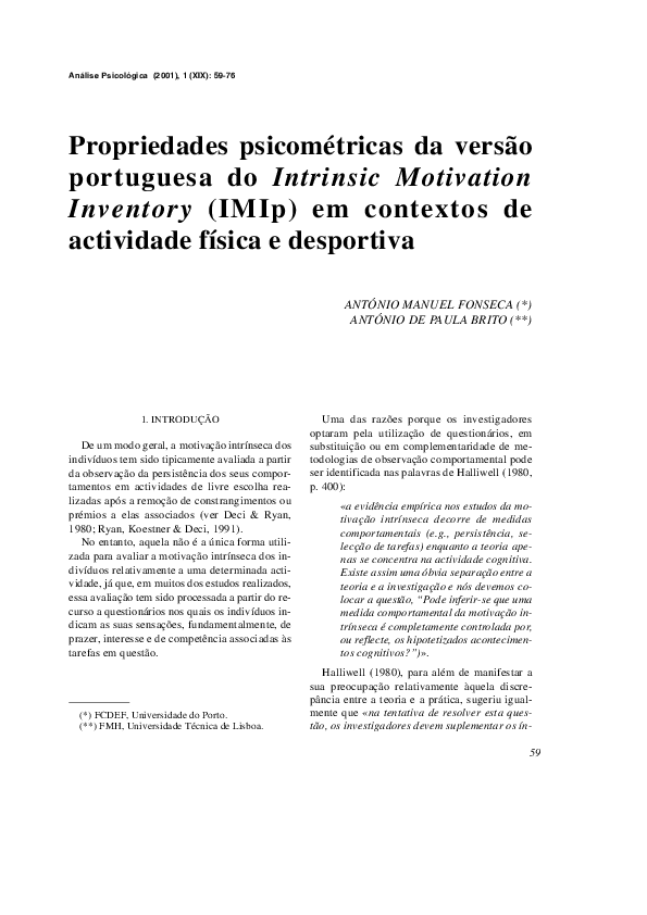 (PDF) Propriedades psicométricas da versão portuguesa do Intrinsic ...