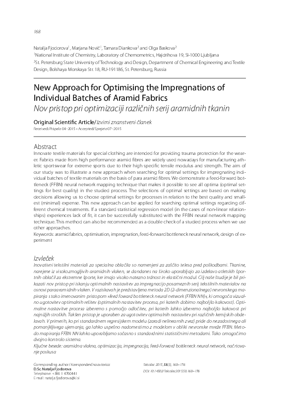 (PDF) Nov pristop pri optimizaciji različnih serij aramidnih tkanin
