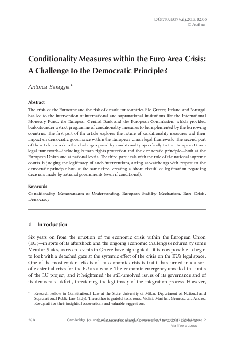 (PDF) Conditionality Measures within the Euro Area Crisis: A Challenge ...