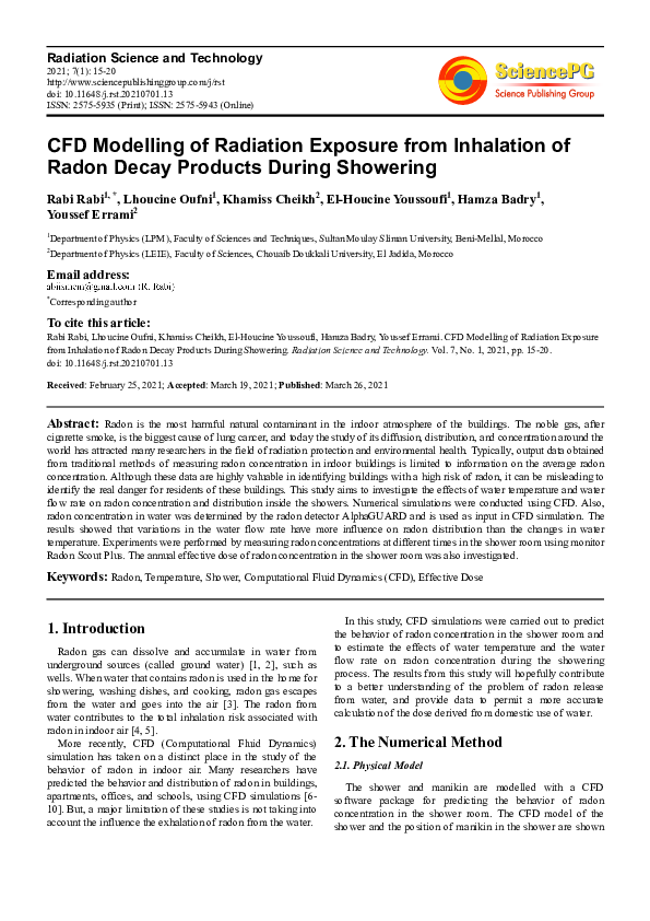 (PDF) CFD Modelling of Radiation Exposure from Inhalation of Radon ...