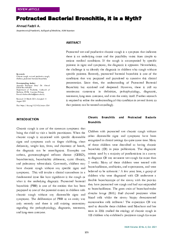 (PDF) Protracted Bacterial Bronchitis, it is a myth?