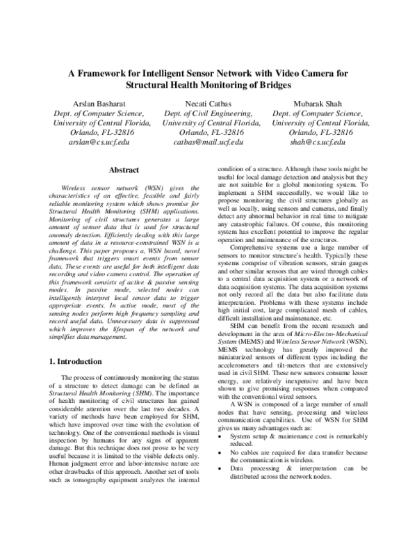 (PDF) A Framework for Intelligent Sensor Network with Video Camera for ...