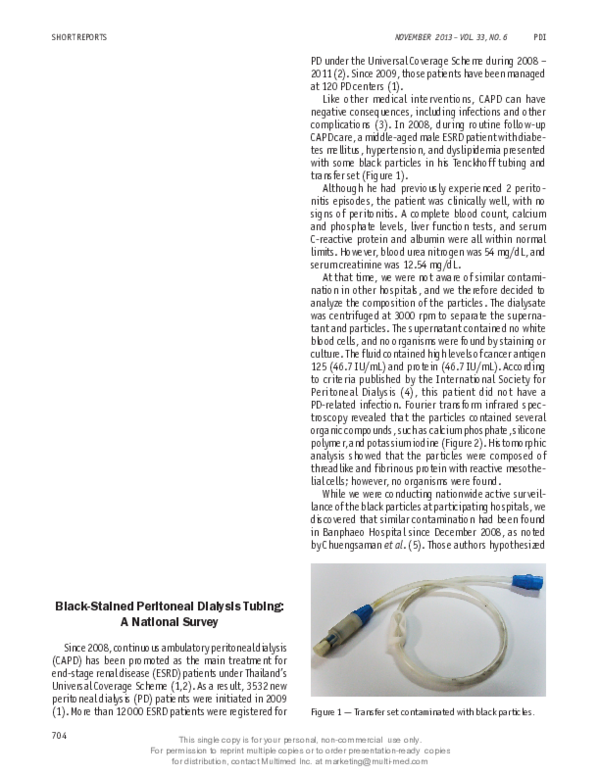 (PDF) BlackStained Peritoneal Dialysis Tubing A National Survey
