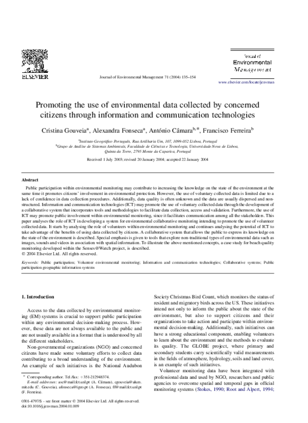 (PDF) Promoting the use of environmental data collected by concerned ...