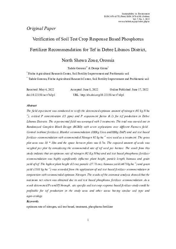 (PDF) Verification of Soil Test Crop Response Based Phosphorus ...