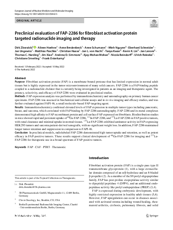 (PDF) Preclinical evaluation of FAP-2286 for fibroblast activation ...