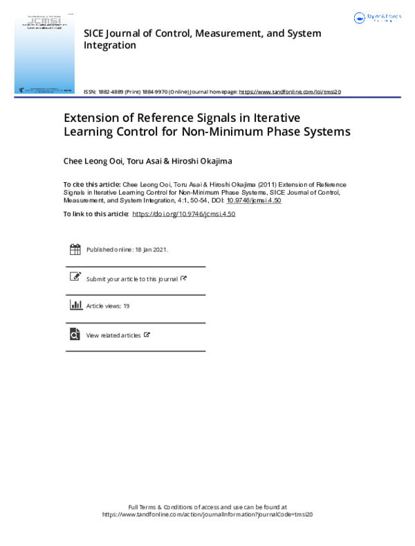 (PDF) Extension of Reference Signals in Iterative Learning Control for ...