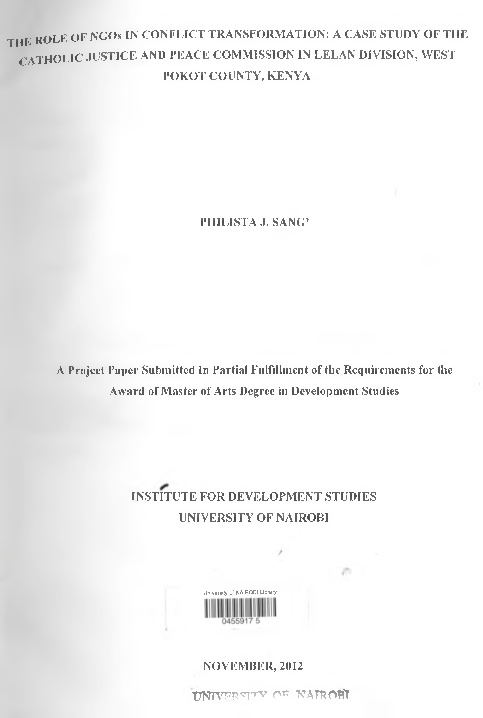 (PDF) The Role of NGOs in Conflict Transformation: A Case Study of the ...