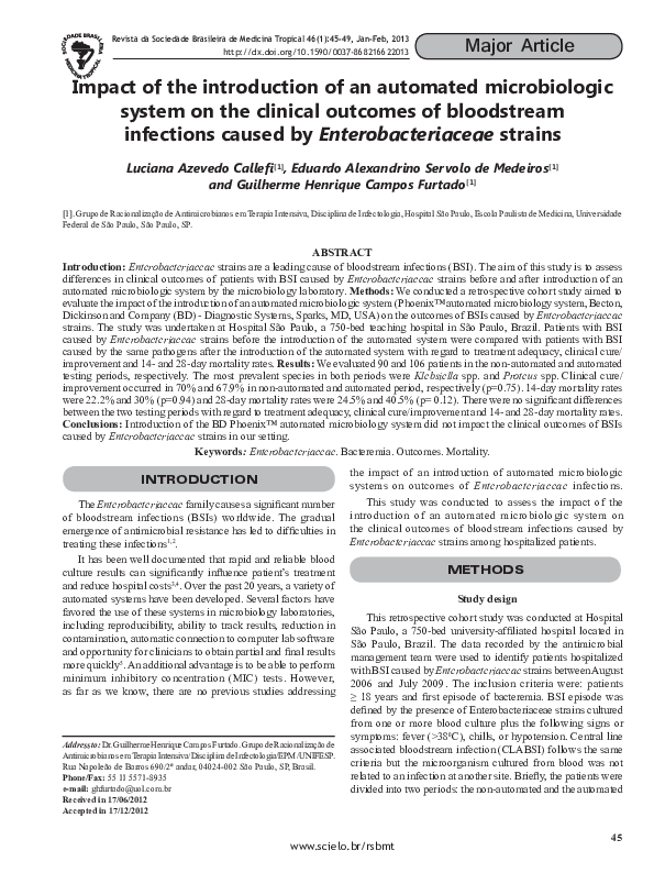 (PDF) Impact of the introduction of an automated microbiologic system ...