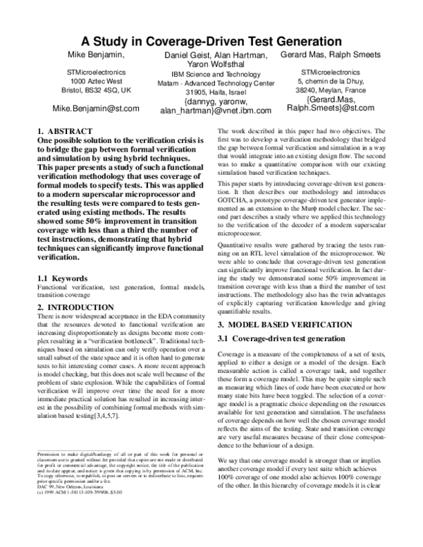 (PDF) A study in coverage-driven test generation