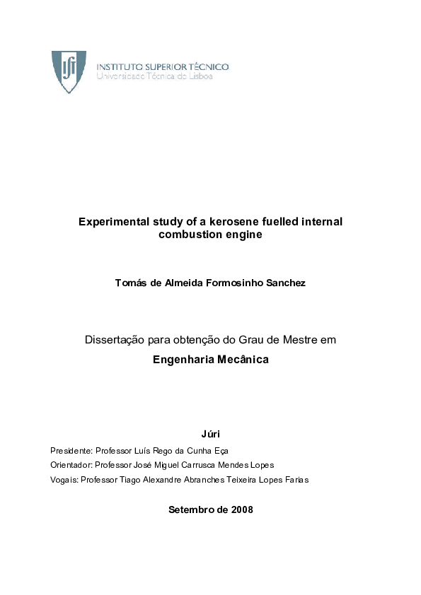 (PDF) Experimental study of a kerosene fueled internal combustion engine