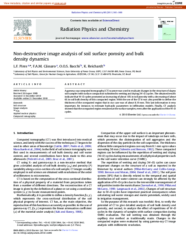 (PDF) Non-destructive image analysis of soil surface porosity and bulk ...