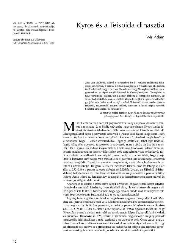(PDF) Kyros és a Teispida-dinasztia [Cyrus the Great and the Teispid ...
