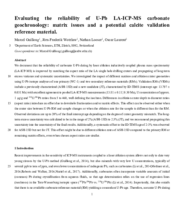 (PDF) Evaluating the reliability of U-Pb LA-ICP-MS carbonate ...