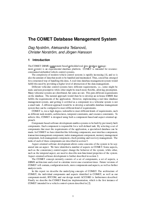 (PDF) The COMET Database Management System