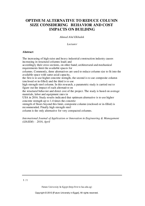 (PDF) Page 1 OPTIMUM ALTERNATIVE TO REDUCE COLUMN SIZE CONSIDERING ...
