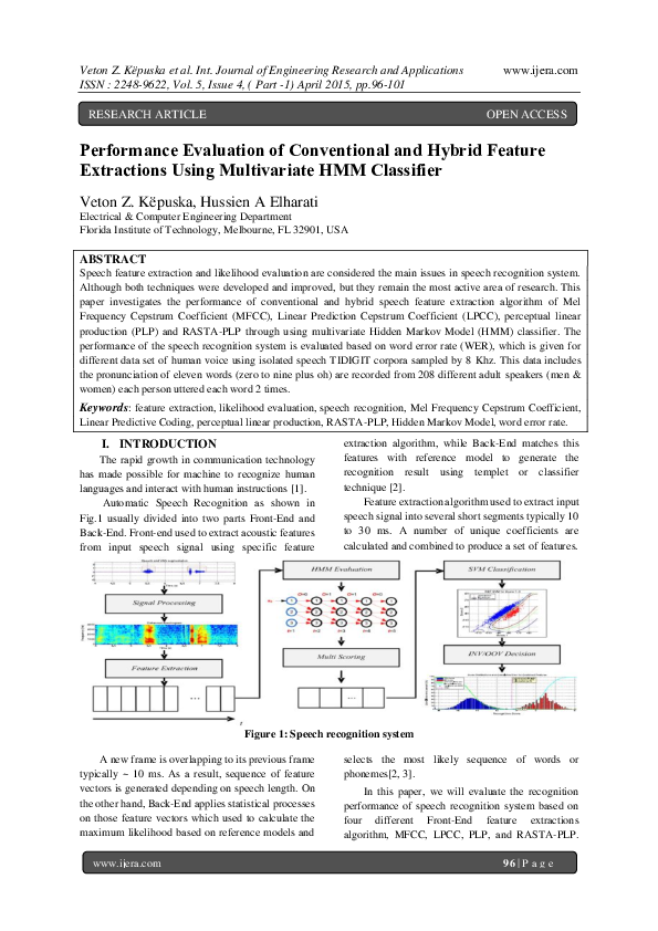 (PDF) Performance Evaluation of Conventional and Hybrid Feature ...