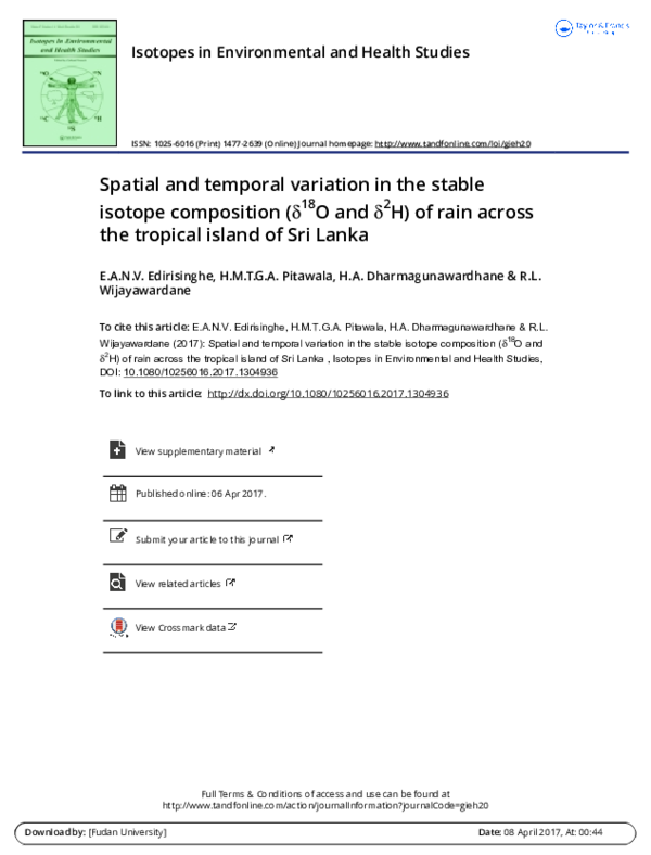(PDF) Spatial and temporal variation in the stable isotope composition ...