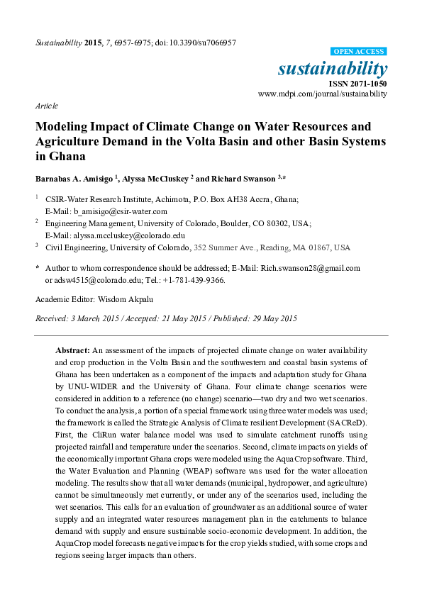 (PDF) Modeling Impact of Climate Change on Water Resources and ...
