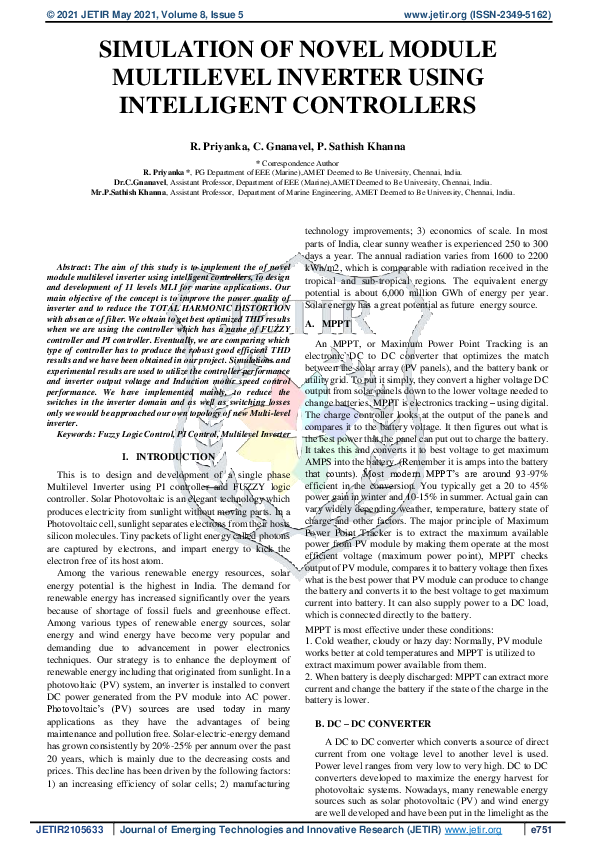 (PDF) Simulation of Novel Module Multilevel Inverter Using Intelligent ...
