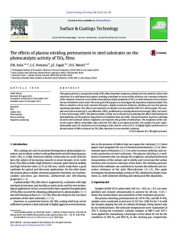 (PDF) The effects of plasma nitriding pretreatment in steel substrates ...