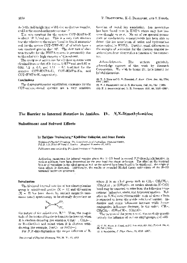 (PDF) Barrier to internal rotation in amides. IV. N,N-Dimethylamides ...