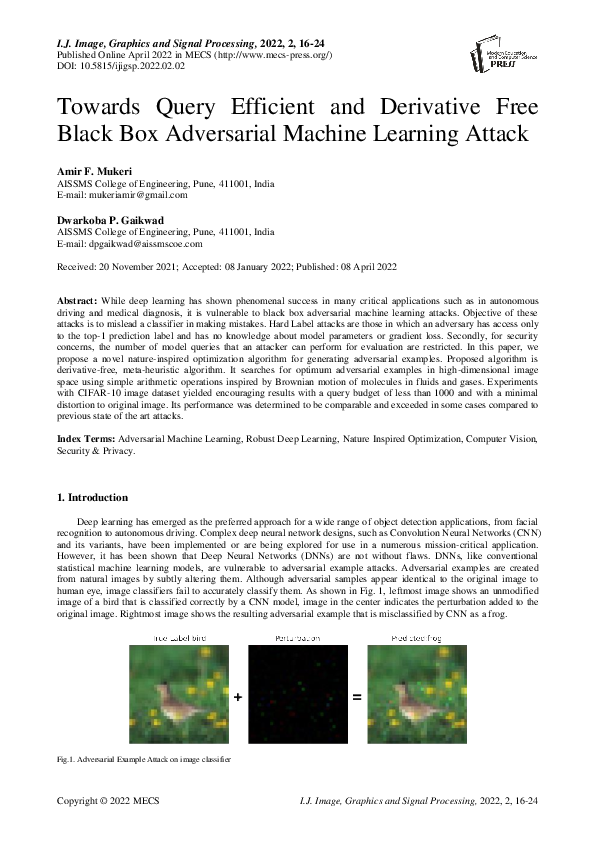 (PDF) Towards Query Efficient and Derivative Free Black Box Adversarial ...
