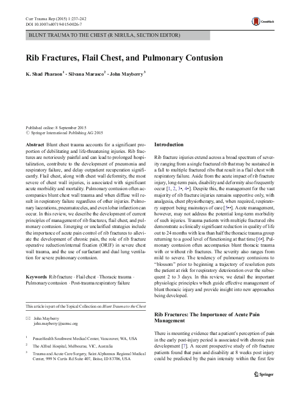 (PDF) Rib Fractures, Flail Chest, and Pulmonary Contusion