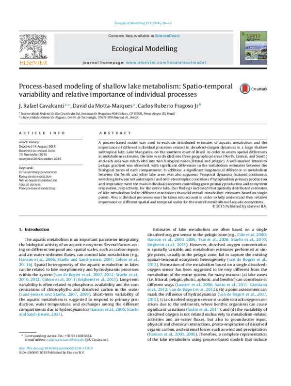 (PDF) Process-based modeling of shallow lake metabolism: Spatio ...